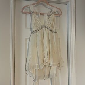 Victoria Secret Vintage Elegant Silk Cream Babydoll with Silver Sequins